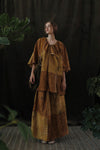 Mutedance 24 Spring/Summer Loose Drawstring V-Neck Top MD-MD24SS88-JIUJIN Old Gold PM125